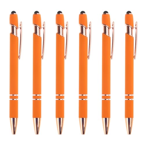 XINGLIDA 6 x 2-in-1 Stylus-Kugelschreiber, einziehbarer Kugelschreiber mit Stylus-Spitze, schwarze Tinte und reibungsloses Schreiben für Damen und Herren (O#) von XINGLIDA