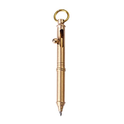 XINGLIDA Bolt Action Metall-Signierstift, bequemer Griff, Messing-Kugelschreiber mit Schlüsselanhänger, reibungsloses Schreiben für Büro, Damen, Herren von XINGLIDA