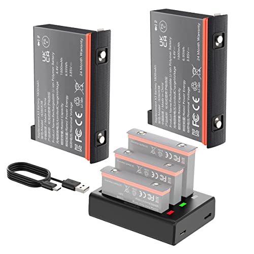 Insta360 x3 Akku Ersatzset - Beinhaltet Schnelllade Hub + 2 Batterien (1800 mAh) X3 Batterie -Ladegerät für Insta360 X3 Akku Ladegerät Insta360 x3 Zubehör Nicht Wasserdicht von XINGLT