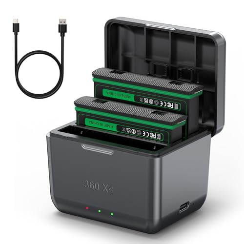 XINGLT Insta 360 x4 Akku Kit wiederaufladbarer Lithium Ionen, 2500 mAh Hochleistungsakkus mit Ladegerät für Insta 360 X4 Zubehör (2 Akkus + Ladegerät XINGLT Insta 360 x4 Akku Kit wiederaufladbarer Lithium Ionen, 2500 mAh Hochleistungsakkus mit Ladegerät für Insta 360 X4 Zubehör (2 Akkus + Ladegerät von XINGLT