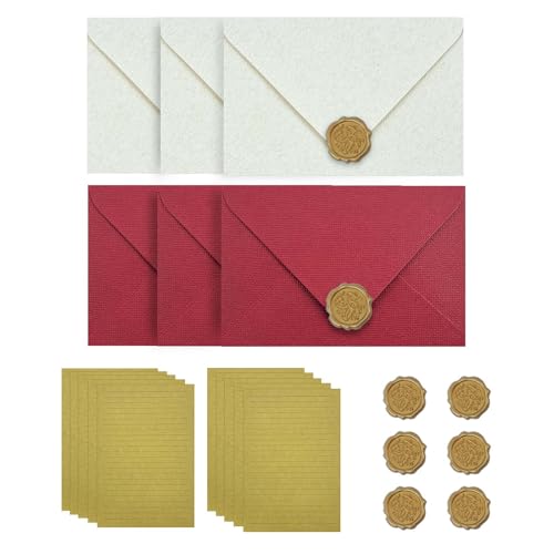 Vintage Briefpapier mit Umschlag, Briefumschlag Briefpapier Set mit 6 Leinenumschlag Umschläge und 6 Wachssiegel, 10 A5 Briefpapier Papier, Briefpapier Edel für Hochzeits Einladung Grußkarten Geschenk Vintage Briefpapier mit Umschlag, Briefumschlag Briefpapier Set mit 6 Leinenumschlag Umschläge und 6 Wachssiegel, 10 A5 Briefpapier Papier, Briefpapier Edel für Hochzeits Einladung Grußkarten Geschenk von XINGNA