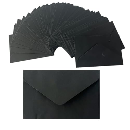 XINGSUI 80 Stück 14,13 * 2,75 Zoll Vintage Mini Umschläge, Klein Farbige Briefumschläge, Einfaches Flip Kleine Briefumschläge, für Grußkarten, Einladungen, Geschenke(Schwarz) von XINGSUI