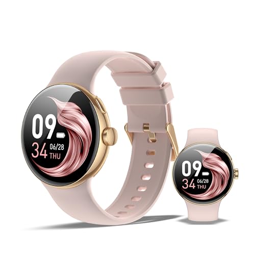 SmartWatch XINJI N2 mit Bluetooth, AMOLED Touchpanel, Puls-/HRV-/Blutsauerstoff-Messung, Schlafmonitor, Musikspeicher, Kalorien-/Schrittzähler, Benachrichtigungsfunktion, App, 3ATM Wasserdicht, gold von XINJI