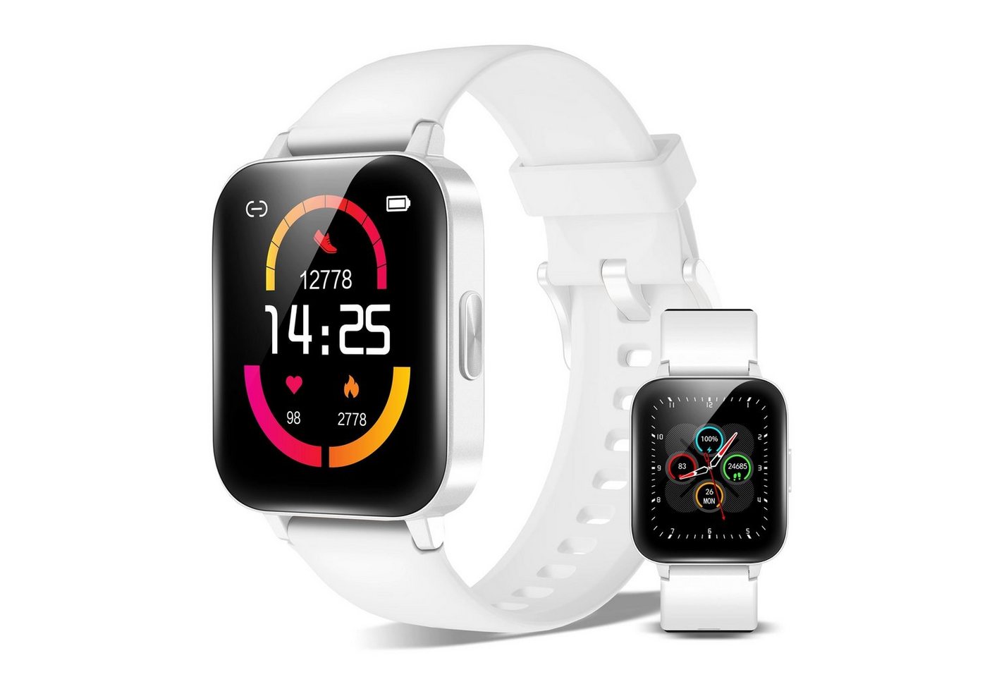 XINJI C1 Smartwatch Bluetooth Touchpanel Puls-/O²-Messung App, White Fitnessuhr von XINJI