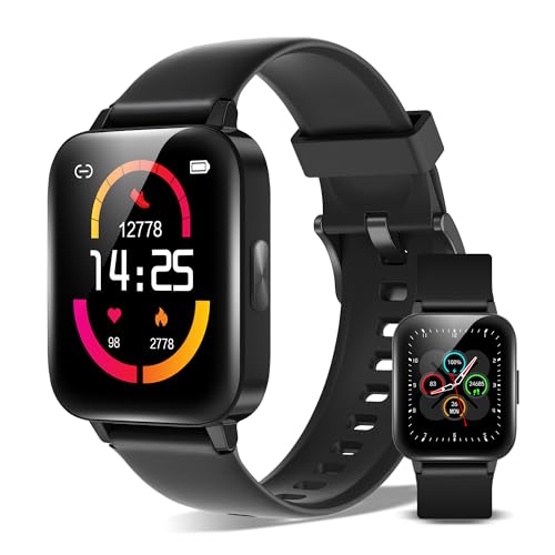 XINJI Smart Watch C1 mit Bluetooth 5.0, 1,69" Touchdisplay, Puls-/Blutsauerstoff-Messung, Kalorien-/Schrittzähler, Benachrichtigungsfunktion, App-Steuerung, Fernauslöser, 5ATM Wasserdicht, schwarz von XINJI