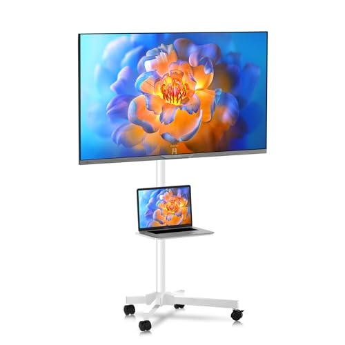 XINLEI TV Ständer Rollbar,Fernsehständer mit Rollen für 21-60 Zoll Flat Curved Panel TVs bis zu 35kg Höhenverstellbarer TV Rollwagen Wagen mit Rollen Max VESA 400x400mm, Weiß XINLEI TV Ständer Rollbar,Fernsehständer mit Rollen für 21-60 Zoll Flat Curved Panel TVs bis zu 35kg Höhenverstellbarer TV Rollwagen Wagen mit Rollen Max VESA 400x400mm, Weiß von XINLEI