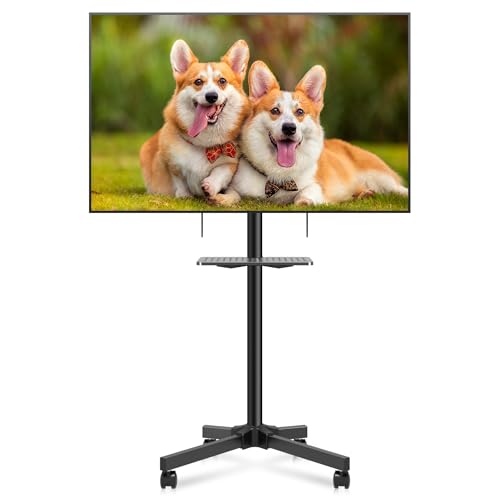 XINLEI TV Ständer Rollbar,Fernsehständer mit Rollen für 21-60 Zoll Flat Curved Panel TVs bis zu 35kg Höhenverstellbarer TV Rollwagen Wagen mit Rollen Max VESA 400x400mm ML55A von XINLEI