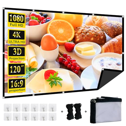 Foldable 120-inch Projector Screen,XINLEMY 4k 16:9 Anti-Crease Portable Washable Projector Backing Black Absorbs Light Movies Screens for Home Theater Backyard Indoor and Outdoor Camping Foldable 120-inch Projector Screen,XINLEMY 4k 16:9 Anti-Crease Portable Washable Projector Backing Black Absorbs Light Movies Screens for Home Theater Backyard Indoor and Outdoor Camping von XINLEMY