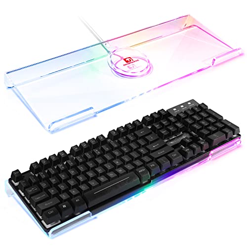 Computer-Tastaturständer, durchsichtiger Acryl-PC-Tastaturablagehalter, 366 Arten RGB-Hintergrundbeleuchtung, neigbarer Tastaturheber, ergonomischer Tastaturständer, für Computerspiele, Büro, Zuhause von XINMENG