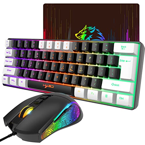 XINMENG Wired Gaming Keyboard & Maus Combo, mit 61 Tasten RGB Backlit Gaming-Tastatur, Mauspad, 7 Farbatmungslicht Gaming-Maus, 3600 DPI, Panda-Serie Farbe, für PS4-Windows-PC-Mac Laptop-Schwarz von XINMENG