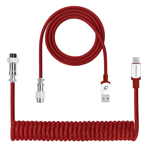 XINMENG X MAMBASNAKE C01PRO Spiral-Tastaturkabel, Typ-C HyperSpeed-Leitung mit 8KHz-Rücklaufrate für Gaming-Tastatur, Geflochten Benutzerdefiniertes USB-C-Kabel mit Metall-Aviation, PC/Telefon - Rot XINMENG X MAMBASNAKE C01PRO Spiral-Tastaturkabel, Typ-C HyperSpeed-Leitung mit 8KHz-Rücklaufrate für Gaming-Tastatur, Geflochten Benutzerdefiniertes USB-C-Kabel mit Metall-Aviation, PC/Telefon - Rot von XINMENG