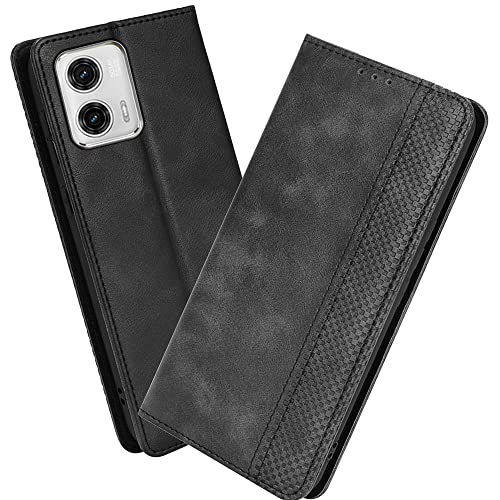 XINNI Handyhülle für Motorola Moto G73 5G Hülle, PU/TPU Klappetui Schutzhülle Flip Magnetisch Telefonhülle, Schwarz von XINNI