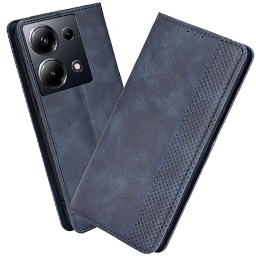 XINNI Handyhülle für Xiaomi Poco M6 Pro 4G Hülle, PU/TPU Klappetui Schutzhülle Flip Magnetisch Telefonhülle, Blau von XINNI
