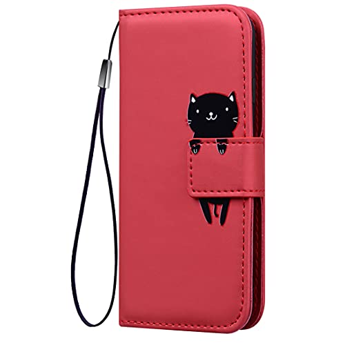 XINNI Handyhülle für Xiaomi Poco X3 Pro/Poco X3 NFC Hülle, PU/TPU Retro Klappetui Stoßfeste Schutzhülle Flip Magnetisch Telefonhülle Case Cover, Rot von XINNI