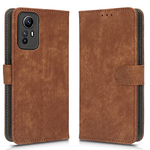 XINNI Handyhülle für Xiaomi Redmi Note 12S 4G, RFID Protect PU/TPU Klappetui Schutzhülle Flip Magnetisch Telefonhülle, Braun von XINNI