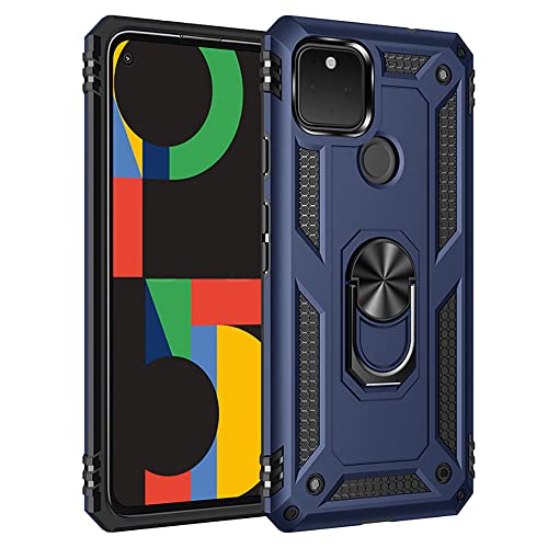 XINNI Hülle für Google Pixel 4a 5G Handyhülle, Militär Hybride PC + TPU 2-in-1 Rüstung Schützende Rückseite Abdeckung mit Halterung, Blau von XINNI