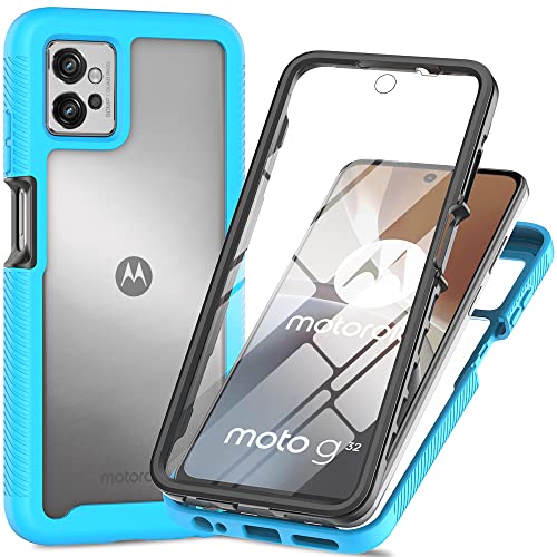 XINNI Hülle für Motorola Moto G32, 360 Grad Stoßfeste Schutzhülle mit Integriertem Bildschirmschutz, Robuster Bumper Outdoor Full Body Case, Hellblau von XINNI