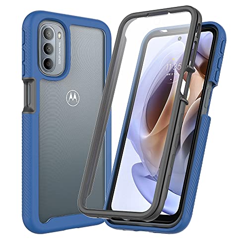 XINNI Hülle für Motorola Moto G51 5G, 360 Grad Stoßfeste Schutzhülle mit Integriertem Bildschirmschutz, Robuster Bumper Outdoor Full Body Case, Dunkelblau von XINNI