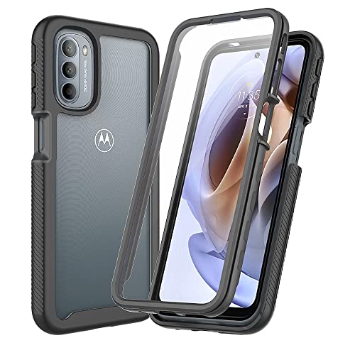 XINNI Hülle für Motorola Moto G51 5G, 360 Grad Stoßfeste Schutzhülle mit Integriertem Bildschirmschutz, Robuster Bumper Outdoor Full Body Case, Schwarz von XINNI