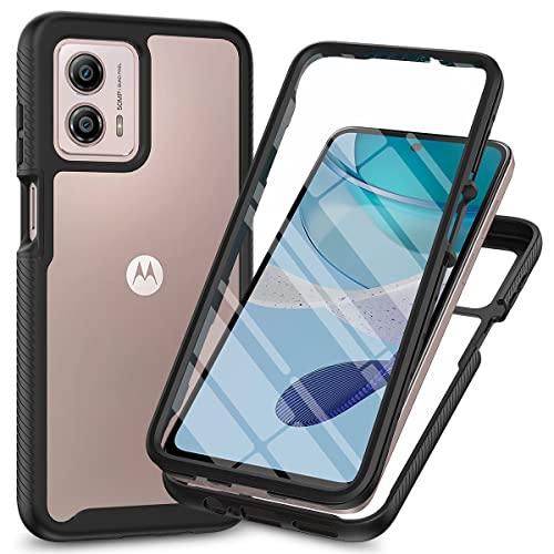 XINNI Hülle für Motorola Moto G53 5G, 360 Grad Stoßfeste Schutzhülle mit Integriertem Bildschirmschutz, Robuster Bumper Outdoor Full Body Case, Schwarz von XINNI