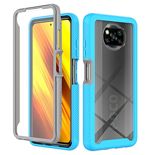 XINNI Hülle für Xiaomi Poco X3 Pro/Poco X3 NFC, 360 Grad Stoßfeste Schutzhülle mit Integriertem Bildschirmschutz, Robuster Bumper Outdoor Full Body Case, Hellblau von XINNI