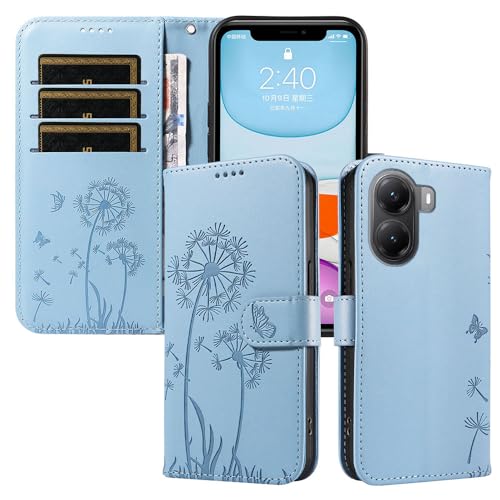 XINNI Hülle für Xiaomi Poco X7 PRO, Löwenzahn Schmetterling Geprägte PU Leder Brieftasche Abdeckung, Himmelblau XINNI Hülle für Xiaomi Poco X7 PRO, Löwenzahn Schmetterling Geprägte PU Leder Brieftasche Abdeckung, Himmelblau von XINNI