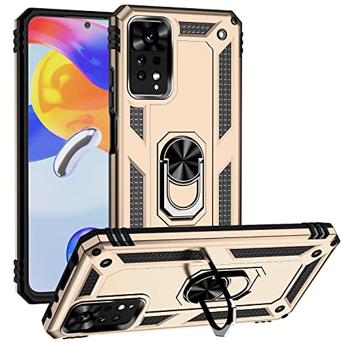 XINNI Hülle für Xiaomi Redmi Note 12S 4G Handyhülle, Militär Hybride PC + TPU 2-in-1 Rüstung Schützende Rückseite Abdeckung mit Halterung, Gold von XINNI