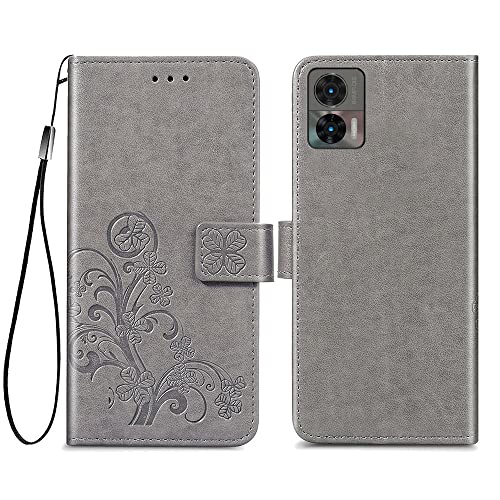 XINNI Robustes Etui für Motorola Edge 30 Neo Hülle, PU/TPU Klappetui Stoßfeste Schutzhülle Flip Handyhülle Magnetisch Telefonhülle Case Cover, Grau von XINNI