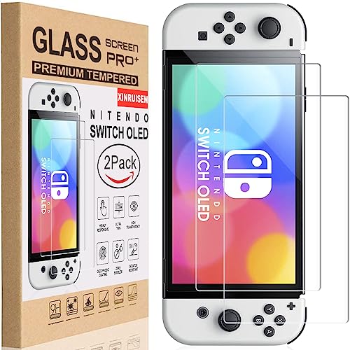 XINRUISEN 2-Stück Panzerglas Schutzfolie für Nintendo Switch OLED,Displayschutz Panzerfolie für Switch OLED NEW Modell Screen Protector Panzerglasfolie Schutzglas Folie Displayschutzfolie Glas von XINRUISEN