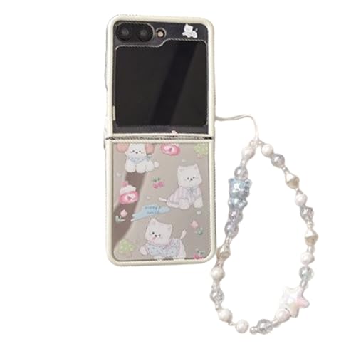 XINVHUA Call Phone Case for Samsung Galaxy Z Flip6, Cute TPU Mirror Protective Cover Fashion Rose Cloud Kitten Style, Compatible with Galaxy Z Flip6 Women Girls (Cute) von XINVHUA