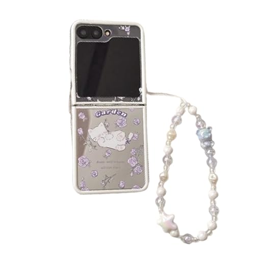 XINVHUA Call Phone Case for Samsung Galaxy Z Flip6, Cute TPU Mirror Protective Cover Fashion Rose Cloud Kitten Style, Compatible with Galaxy Z Flip6 Women Girls (Rose) von XINVHUA