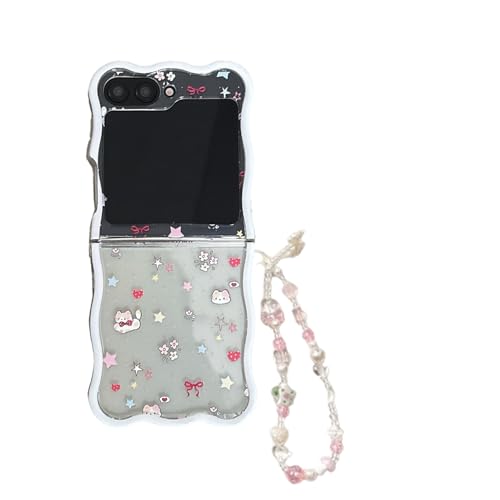 XINVHUA Handyhülle für Samsung Galaxy Z Flip6, Transparent Niedlich Schutzhülle TPU Case Mode Kätzchen Welpen Cartoon-Stil Kompatibel mit Airpods 4th Generation für Mädchen Frauen (Kätzchen) von XINVHUA