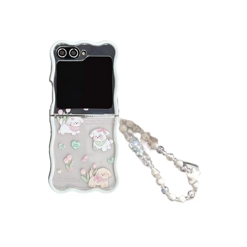 XINVHUA Handyhüllen für Samsung Galaxy Z Flip6, Niedliche Transparente TPU Schutzhülle Mode Elefant Welpe Stil, Kompatibel mit Galaxy Z Flip6 Frauen Mädchen (Welpe) von XINVHUA