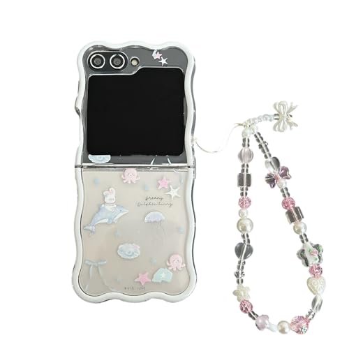 XINVHUA für Samsung Galaxy Z Flip6 Schutzhülle, Süß Transparent TPU Handyhülle Mode Kuscheliger Haustierstil, für Galaxy Z Flip6 Mädchen Frauen (Ozean) von XINVHUA
