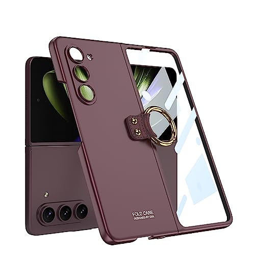 XINYEXIN Dünne Handyhülle für Samsung Galaxy Z Fold 5 Hülle mit Ring Halter, Samsung Z Fold 5 Hülle Stoßfeste Kratzfeste Schutzhülle für Z Fold 5 5G - Red von XINYEXIN