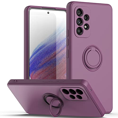 XINYEXIN Flüssiges Silikon Hülle für Samsung Galaxy A23 5G / 4G Case, 360 Grad Ring Stand Case Cover Lanyard Handyhülle Gerade Kante Ultradünne Stoßfest Schutzhülle - Sakura Purple von XINYEXIN