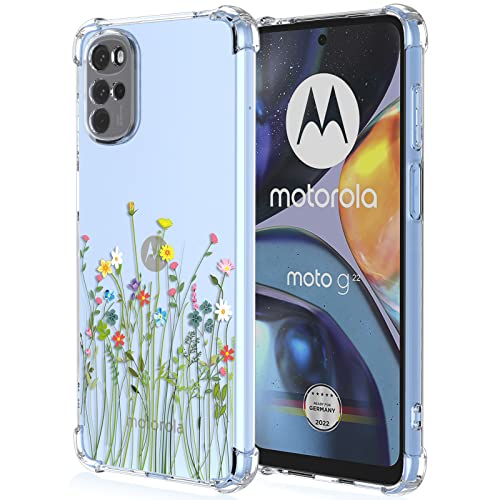 XINYEXIN Handyhülle für Motorola Moto G22 Hülle Silikon Transparent mit 3D Blumen Muster Floral Mädchen Frau Schutzhülle, Clear Case Bumper Cover Stoßfest - Flower Bush von XINYEXIN