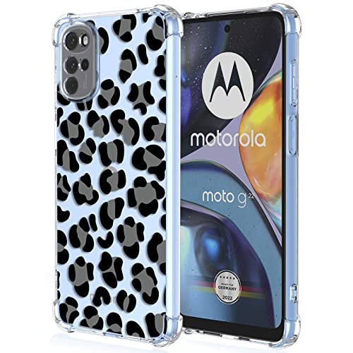 XINYEXIN Handyhülle für Motorola Moto G22 Hülle Silikon Transparent mit 3D Blumen Muster Floral Mädchen Frau Schutzhülle, Clear Case Bumper Cover Stoßfest - Leopard von XINYEXIN