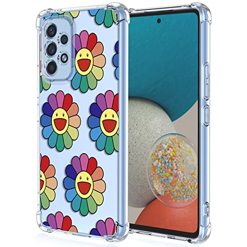 XINYEXIN Handyhülle für Samsung Galaxy A33 5G Hülle Silikon Transparent mit 3D Blumen Muster Floral Mädchen Frau Schutzhülle, Clear Case Bumper Cover Stoßfest - Smiley von XINYEXIN