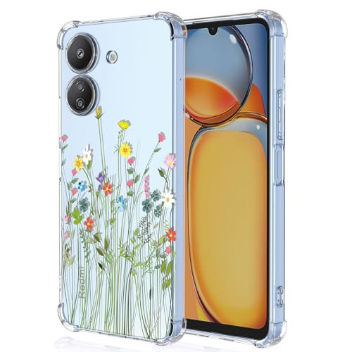 XINYEXIN Handyhülle für Xiaomi Redmi 13C / Xiaomi Poco C65 Hülle Frau Mädchen Blumen Muster Design Ultra Dünn Transparent Schutzhülle Stoßfest TPU Bumper Clear Case - Flower Bush von XINYEXIN