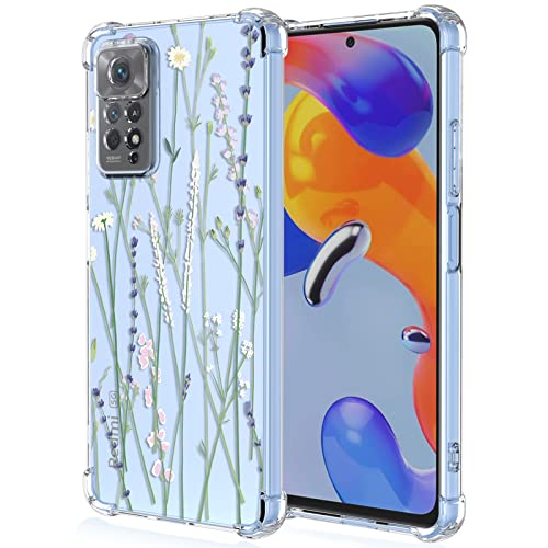 XINYEXIN Handyhülle für Xiaomi Redmi Note 11 Pro 4G/5G Hülle Silikon Transparent mit 3D Blumen Muster Floral Mädchen Frau Schutzhülle, Clear Case Bumper Cover Stoßfest - Green Plant von XINYEXIN