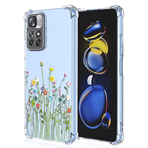 XINYEXIN Handyhülle für Xiaomi Redmi Note 11S 5G Hülle Muster Blumen 3D Floral Süße Tiere Mädchen Frau Schutzhülle, TPU Silikon Bumper Stoßfest Transparent Clear Case Cover - Flower Bush von XINYEXIN