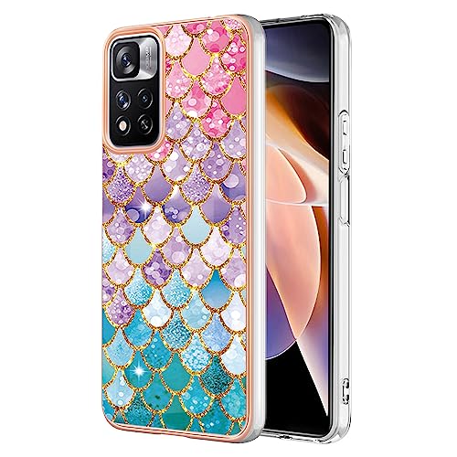 XINYEXIN Handyhülle für Xiaomi Redmi Note 11s 5G Hülle Mädchen Glitzer Bunt Marmor Muster Design Robust TPU Silikon Stoßfest Schutzhülle - 4 von XINYEXIN