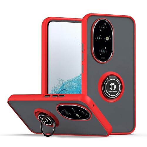 XINYEXIN Hülle für Honor 200 Pro 5G mit Ring Stnad Stoßfest Handyhülle Anti-Scratch Durchscheinend PC Back + Soft TPU Bumper Case Cover - Rot von XINYEXIN