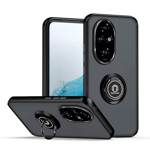 XINYEXIN Hülle für Honor 200 Pro 5G mit Ring Stnad Stoßfest Handyhülle Anti-Scratch Durchscheinend PC Back + Soft TPU Bumper Case Cover - Schwarz von XINYEXIN
