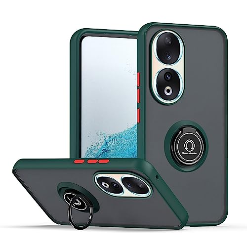 XINYEXIN Hülle für Honor 90 5G mit Ring Stnad Stoßfest Handyhülle Anti-Scratch Durchscheinend PC Back + Soft TPU Bumper Case Cover - Dunkelgrün von XINYEXIN