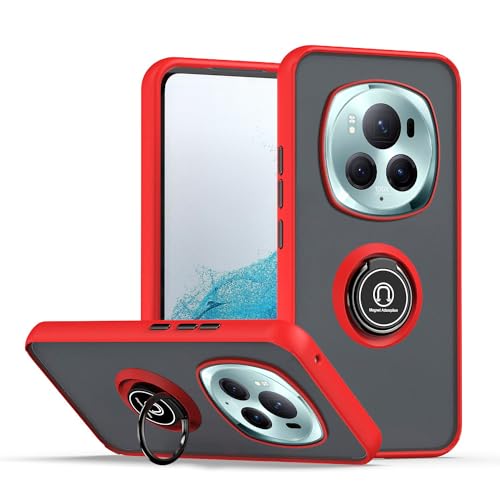XINYEXIN Hülle für Honor Magic 6 Pro mit Ring Stnad Stoßfest Handyhülle Anti-Scratch Durchscheinend PC Back + Soft TPU Bumper Case Cover - Rot von XINYEXIN