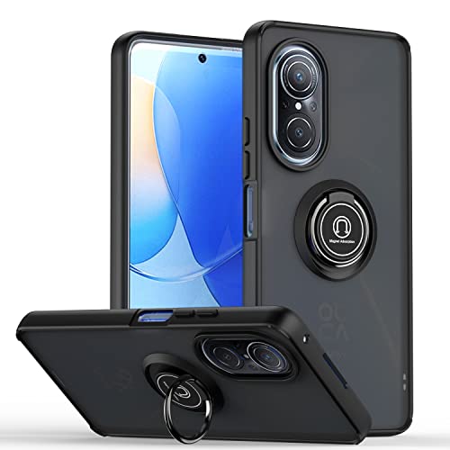 XINYEXIN Hülle für Huawei nova 9 SE/Honor 50 SE, Anti-Scratch Stoßfest Handyhülle mit Ringständer, Durchscheinend PC Back + Soft TPU Bumper Case Cover - Schwarz von XINYEXIN