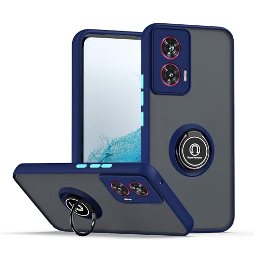 XINYEXIN Hülle für Motorola Edge 50 Fusion mit Ring Stnad Stoßfest Handyhülle Anti-Scratch Durchscheinend PC Back + Soft TPU Bumper Case Cover - Königsblau von XINYEXIN