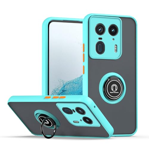 XINYEXIN Hülle für Motorola Edge 50 Ultra mit Ring Stnad Stoßfest Handyhülle Anti-Scratch Durchscheinend PC Back + Soft TPU Bumper Case Cover - Himmelblau von XINYEXIN